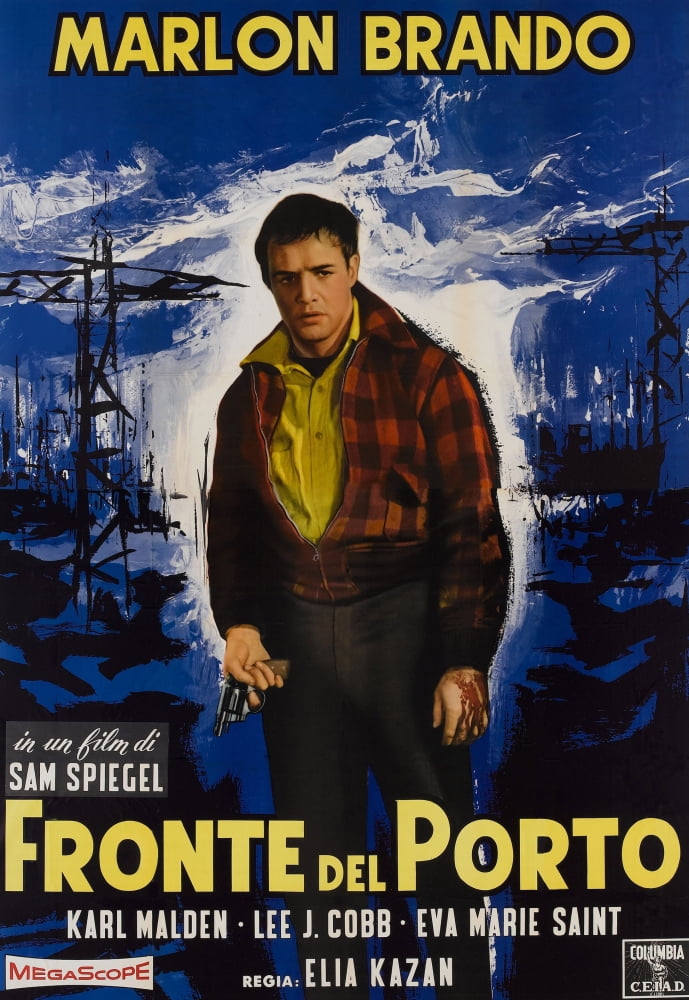 On The Waterfront movie poster featuring Marlon Brando - 1954 classic film