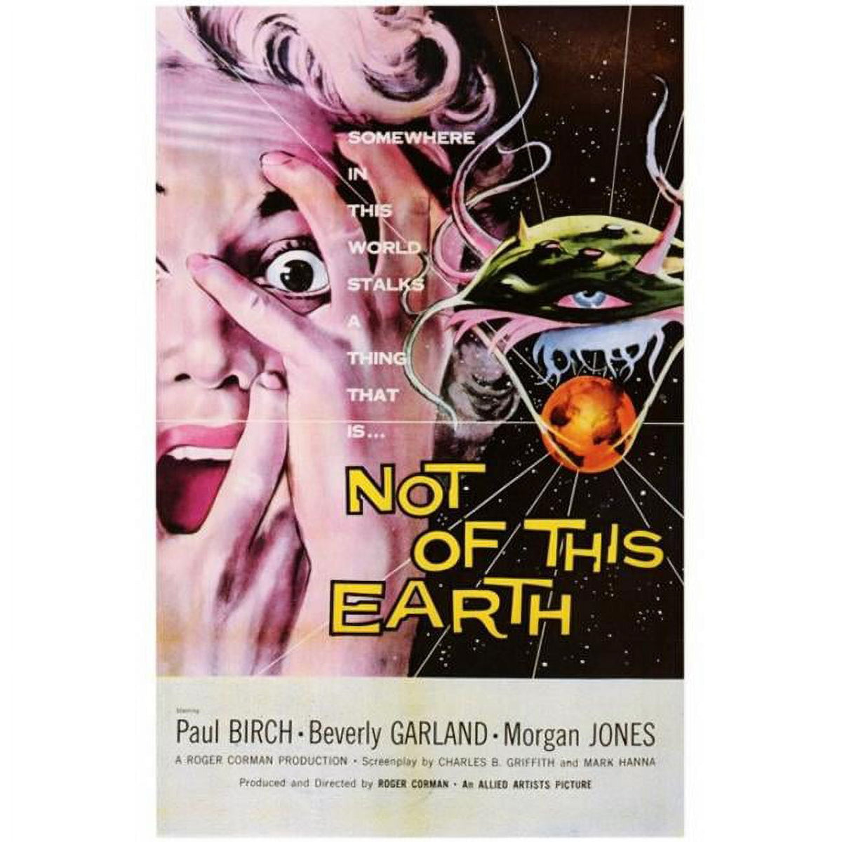 Not of This Earth Movie Poster Print 27x40 - Science Fiction Horror Art