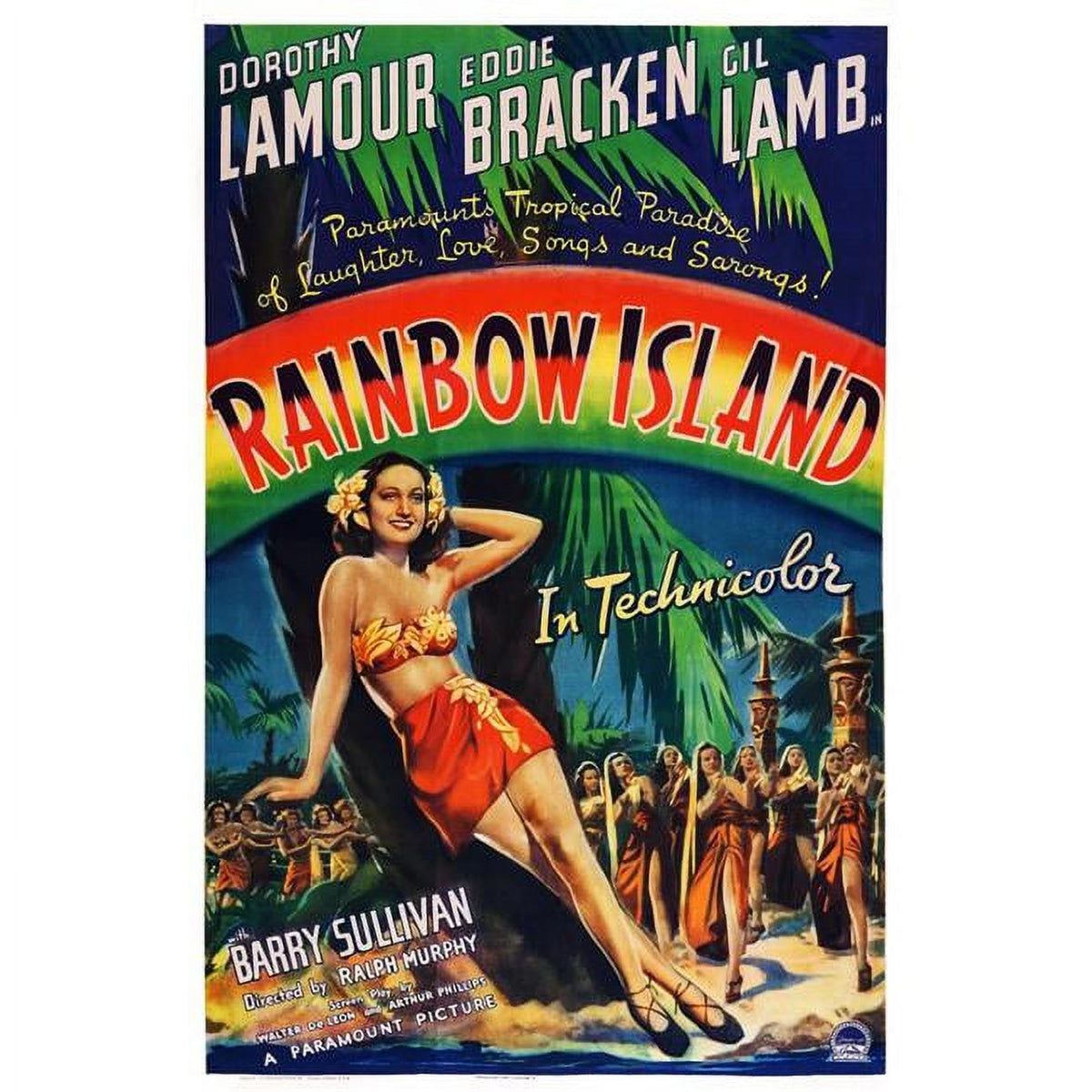 Rainbow Island Movie Masterprint Poster featuring Dorothy Lamour from 1944, available in multiple sizes.