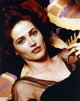 Close-up portrait photo print of Kim Delaney in a black dress.