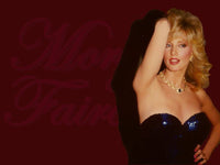 Morgan Fairchild photo print on red background, available in multiple sizes.