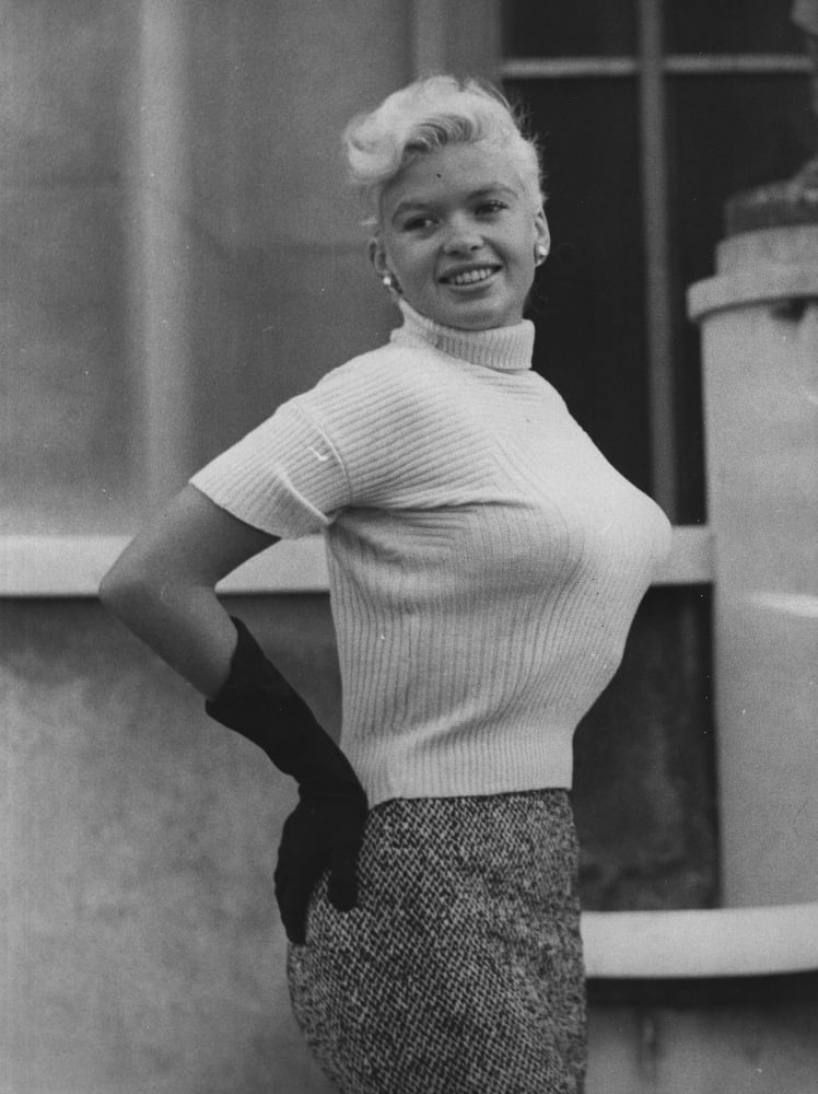 Jayne Mansfield smiling photo print in classic Hollywood style.