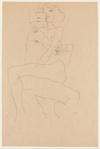 Couple Embracing Art Print by Egon Schiele - 8x10