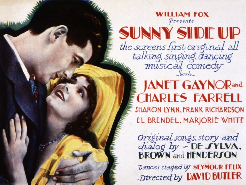 Sunnyside Up movie poster featuring Charles Farrell and Janet Gaynor from the 1929 classic film.