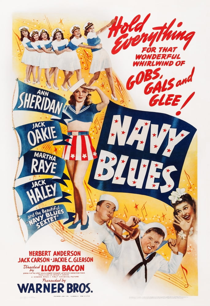 Navy Blues movie poster print featuring Ann Sheridan, Jack Oakie, and Martha Raye.