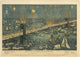Birds-Eye View of New York and Brooklyn Bridge with Fireworks Poster Print