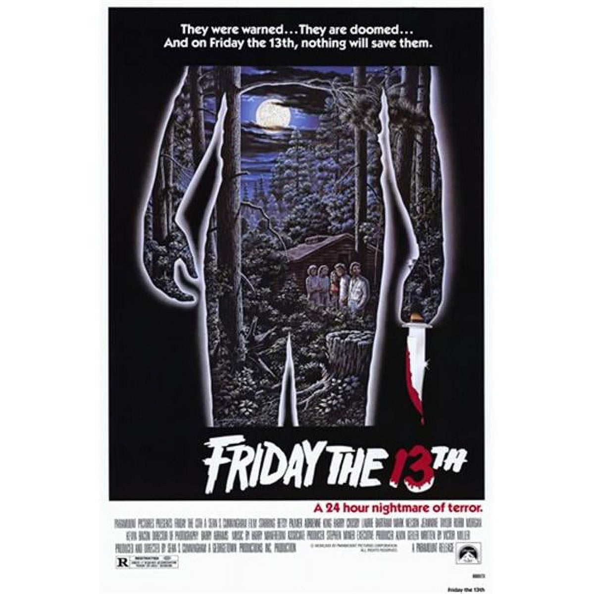 Friday the 13th Movie Poster 11x17 print featuring iconic horror imagery.