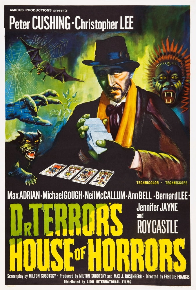 Dr. Terror's House of Horrors movie poster featuring Peter Cushing, 1965, 11x17 size.