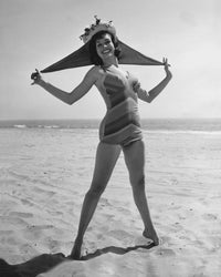 Mary Tyler Moore standing on the beach photo print