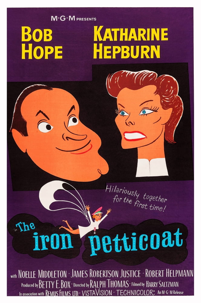 The Iron Petticoat Movie Poster featuring Bob Hope and Katharine Hepburn