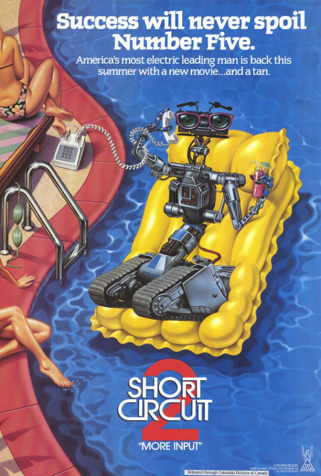 Short Circuit 2 Movie Poster Print featuring Johnny 5 in vibrant colors.