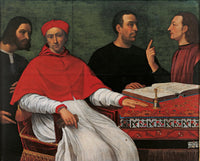 Poster print of Cesare Machiavelli speaking with Cardinal Borgia and his secretary.