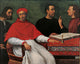 Poster print of Cesare Machiavelli speaking with Cardinal Borgia and his secretary.