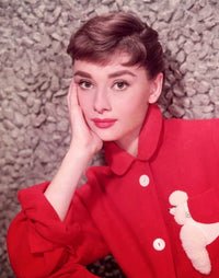 Audrey Hepburn Poodle Shirt Photo Print - High-quality photo art.