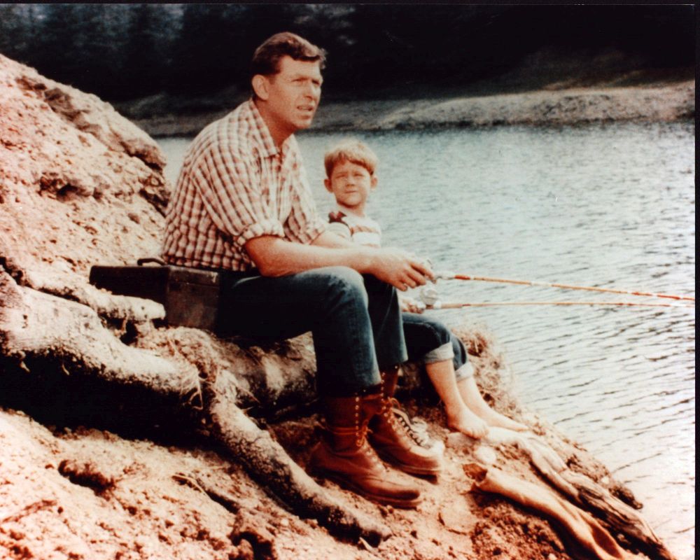 Andy Griffith and Ron Howard on the set of The Andy Griffith Show photo print