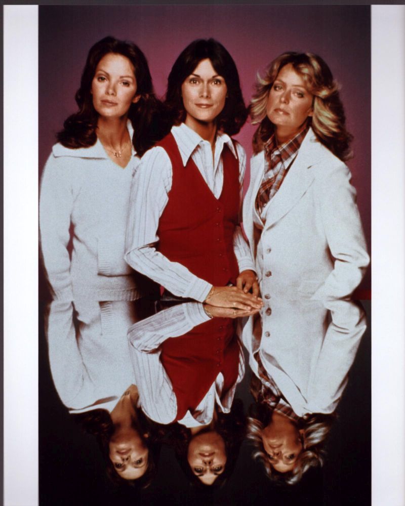Charlie's Angels Mirror Table Photo Print showcasing the iconic trio.