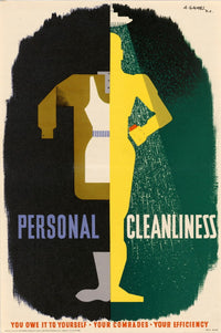 Personal Cleanliness Art Print by Abram Games - vibrant hygiene poster