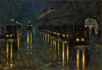 Hochbahnhof Bülowstraße at Night poster print by Lesser Ury, showcasing Berlin's nightlife in 1922.