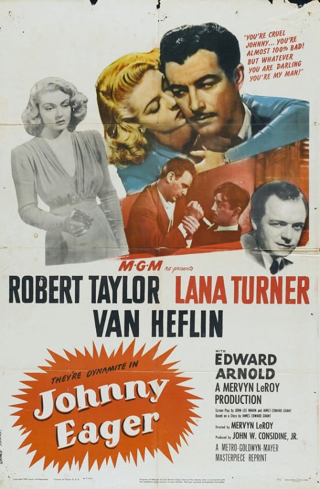 Johnny Eager Movie Poster 11x17 featuring classic film artwork.