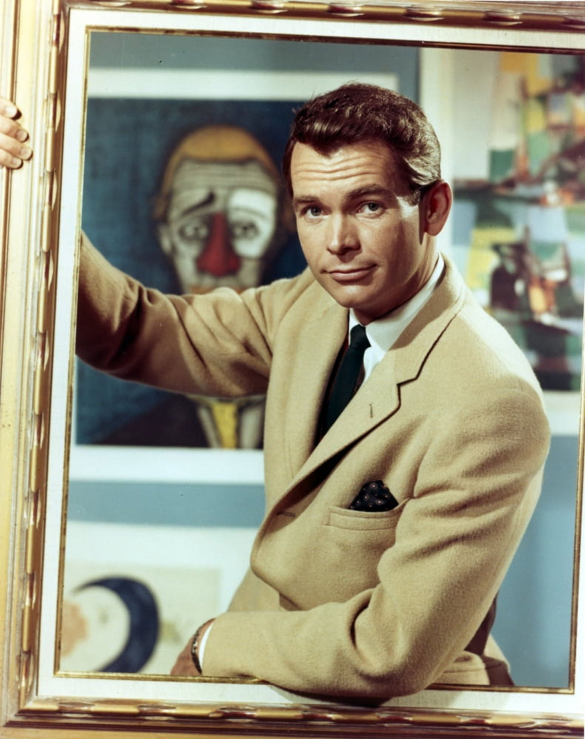 Dean Jones Black and White Photo Print in Brown Coat