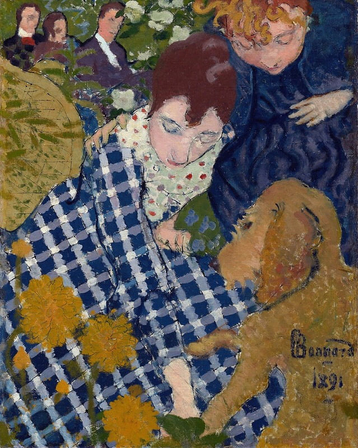 Women With A Dog art poster print by Pierre Bonnard, 1891