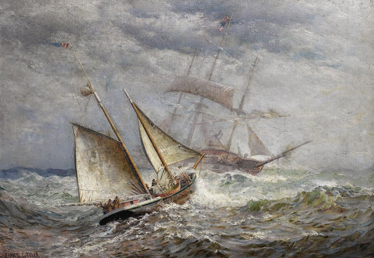 American Ships Meet at Sea art print by James Gale Tyler - maritime artwork