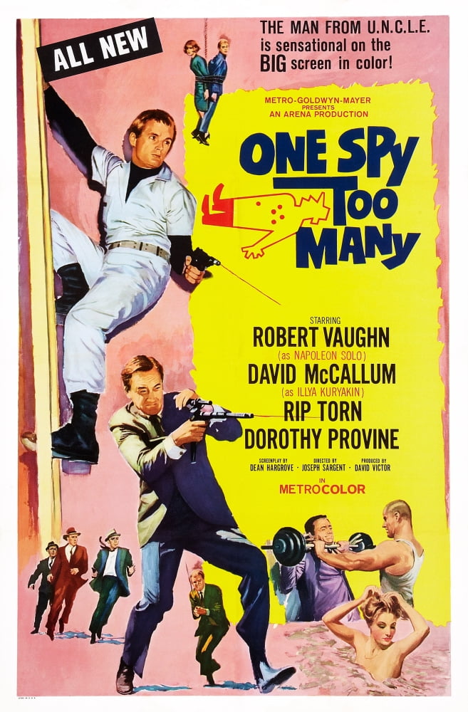 One Spy Too Many movie poster print featuring David McCallum and Robert Vaughn, 1966.