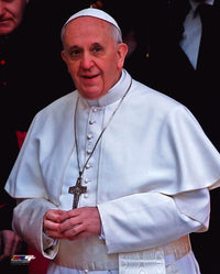 Pope Francis photo print in inspiring pose, available in multiple sizes.