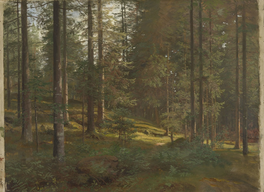 Wooded Landscape Poster Print by Hans Gude - serene nature artwork
