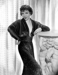 Claudette Colbert 1934 Photo Poster Print showcasing vintage Hollywood elegance.