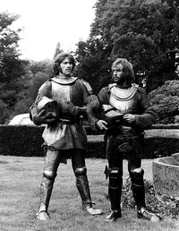 Maurice and Barry Gibb wearing medieval armor photo print