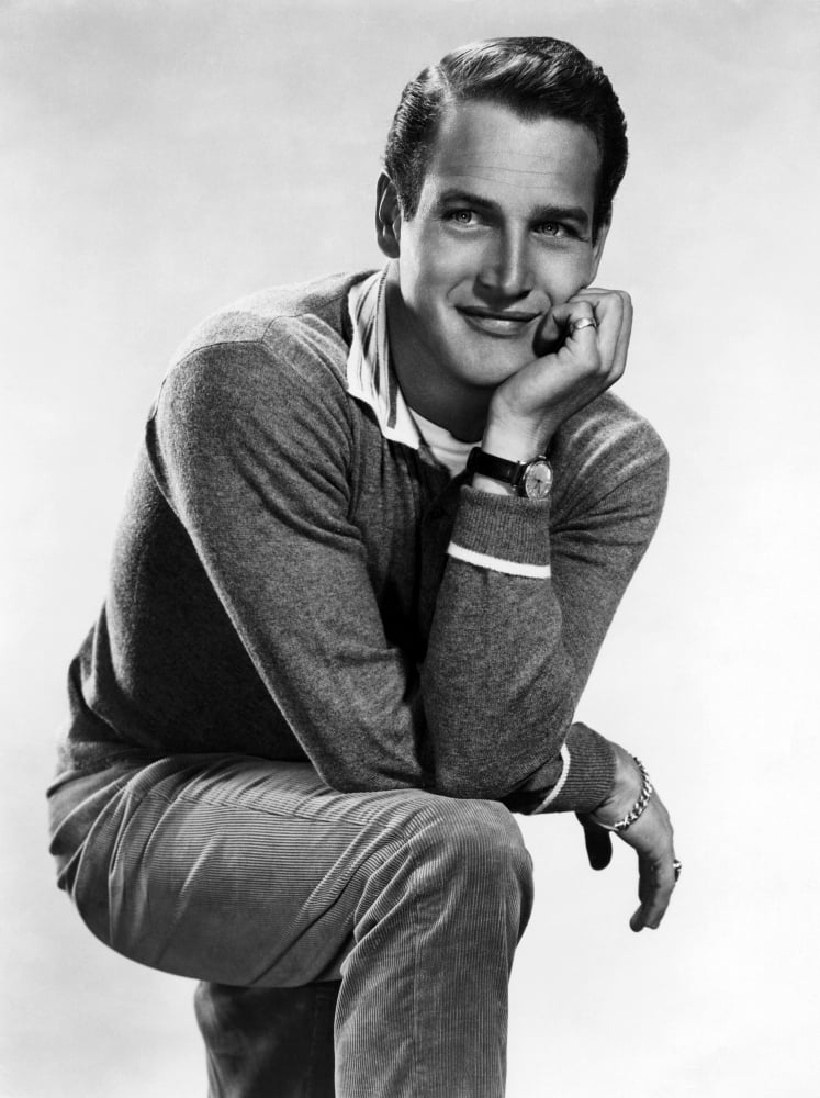 Vintage photo print of Paul Newman from the 1950s, showcasing classic Hollywood charm.