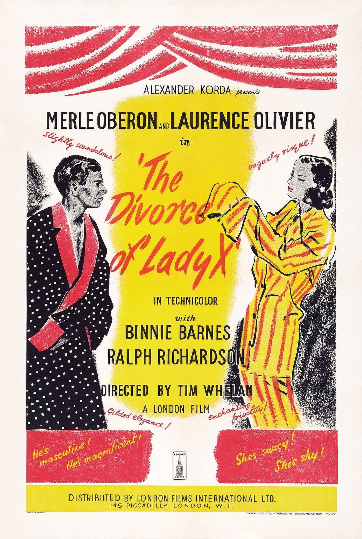 The Divorce of Lady X Movie Masterprint Poster featuring Laurence Olivier and Merle Oberon