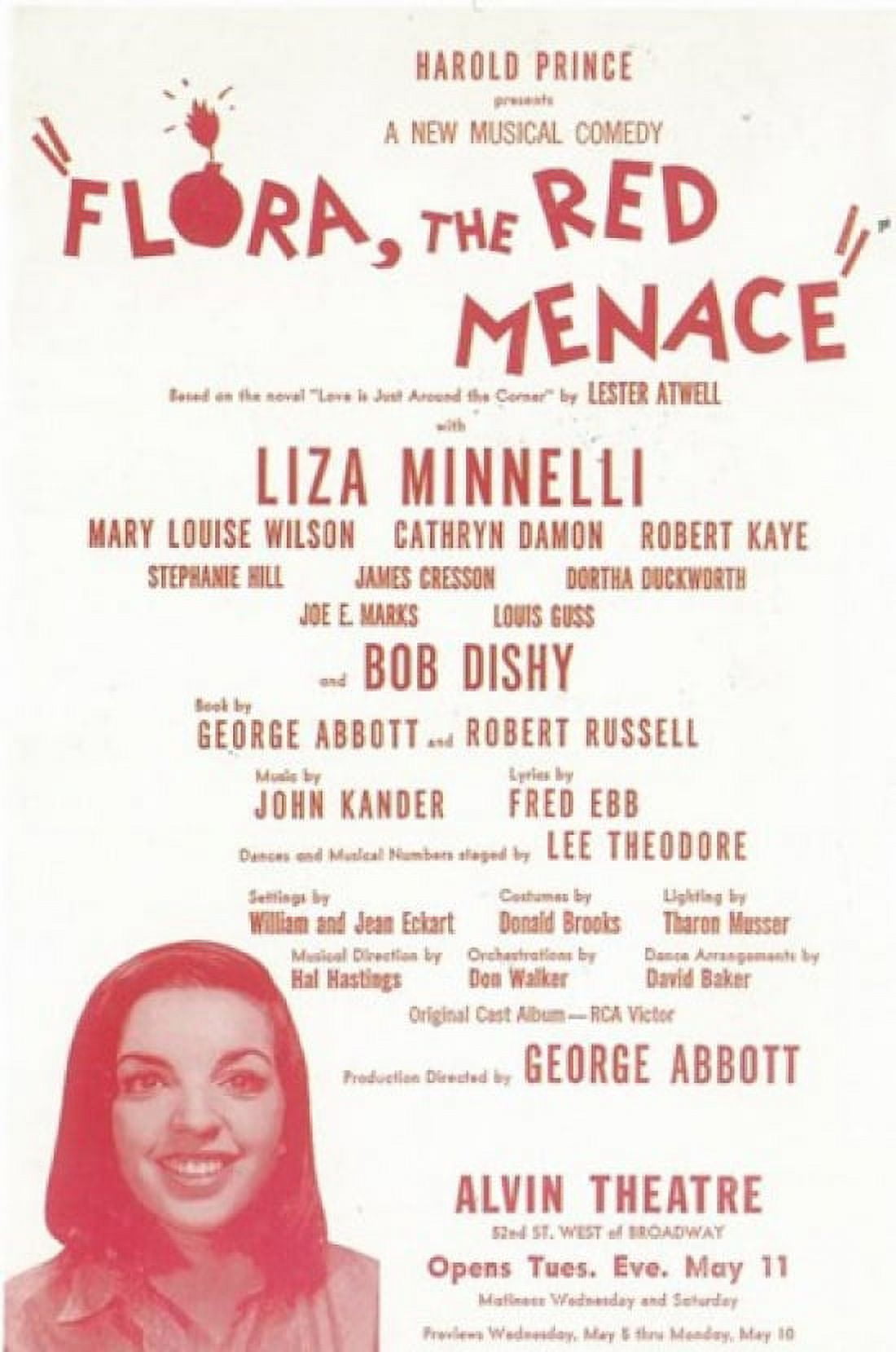 Flora the Red Menace Broadway movie poster 11x17 size