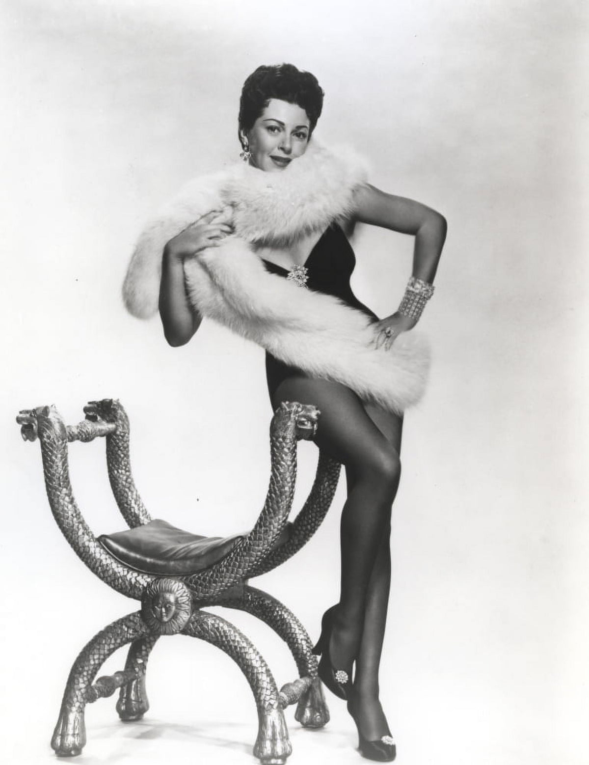 Lana Turner black and white portrait photo print on a couch
