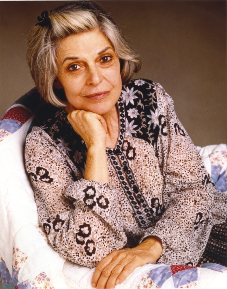 Anne Bancroft sitting in floral dress photo print - vintage style