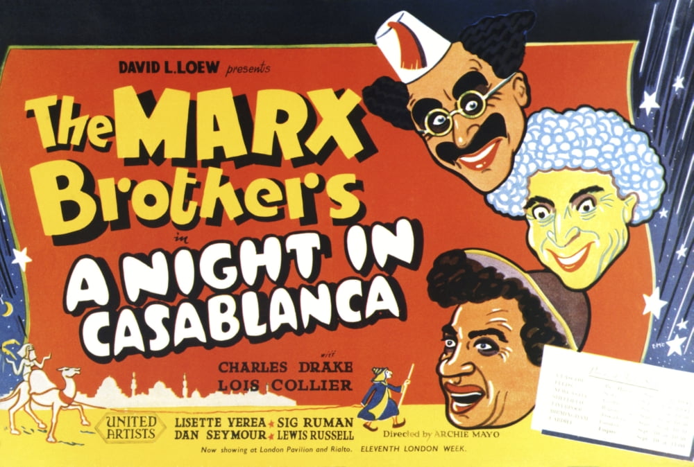 A Night In Casablanca Movie Masterprint Poster featuring Groucho, Harpo, and Chico from the Marx Brothers