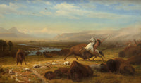 American Buffalo oil on canvas print by Albert Bierstadt, depicting wildlife in stunning detail.