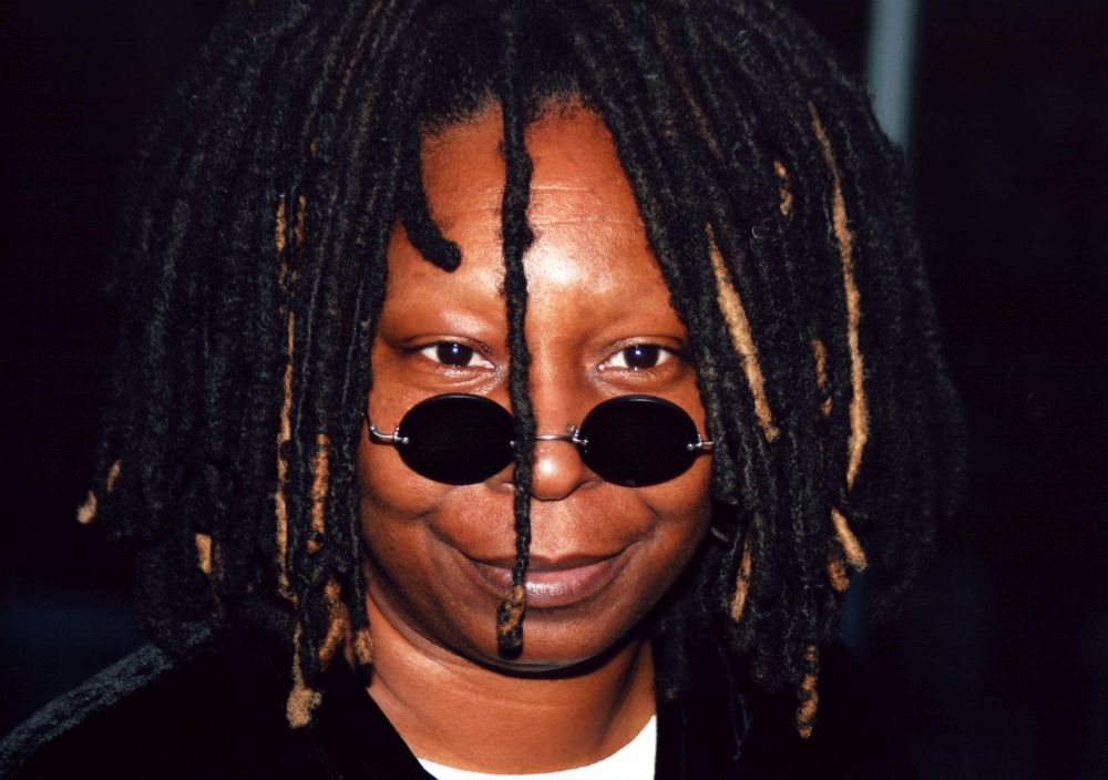 Close-up photo print of Whoopi Goldberg in sunglasses