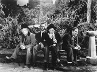Marx Brothers sitting on a bench black and white photo print.