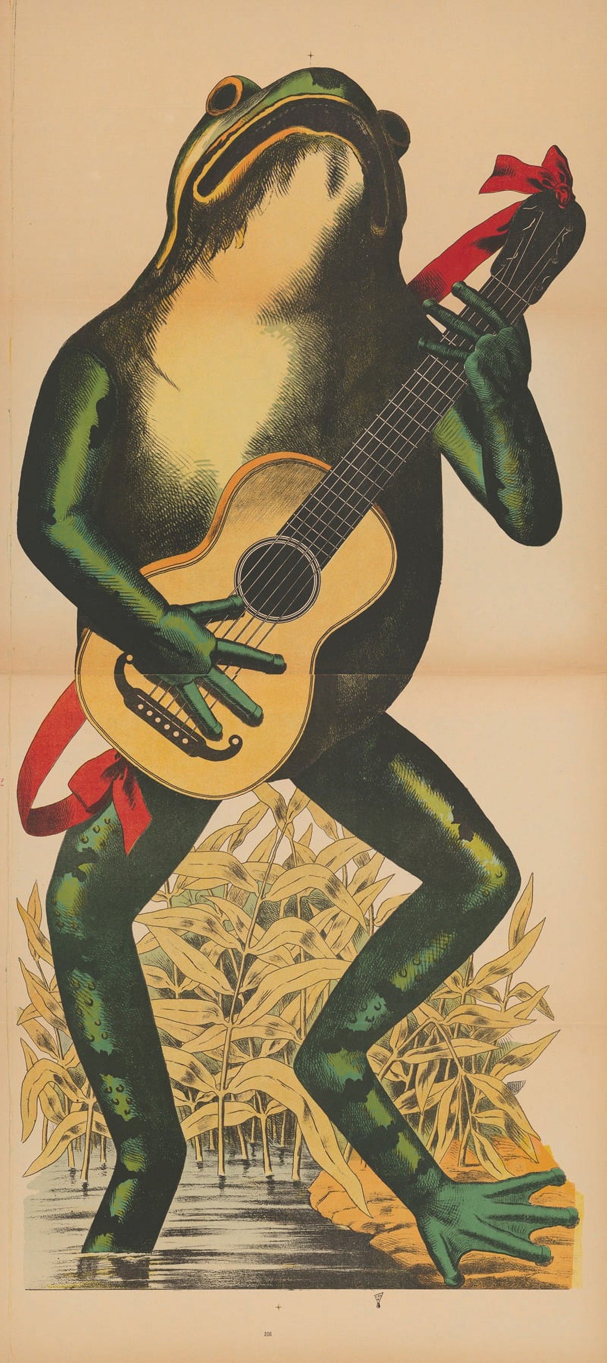 Frog Playing Guitar in a Marsh Poster Print by René Ackermann