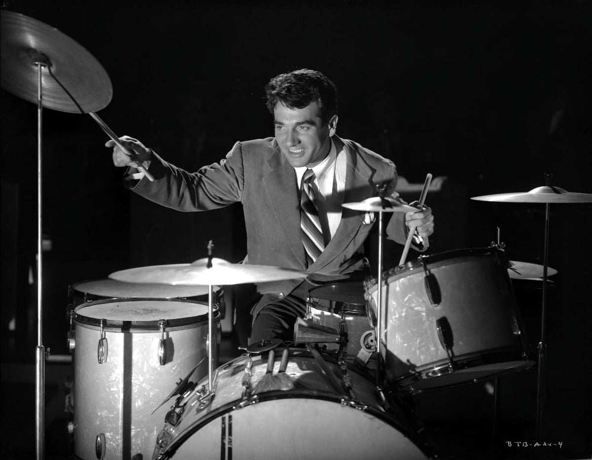 Gene Krupa playing the drums photo print