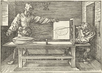 Engraving print 'An Artist Draws a Lute' by Albrecht Durer 1525