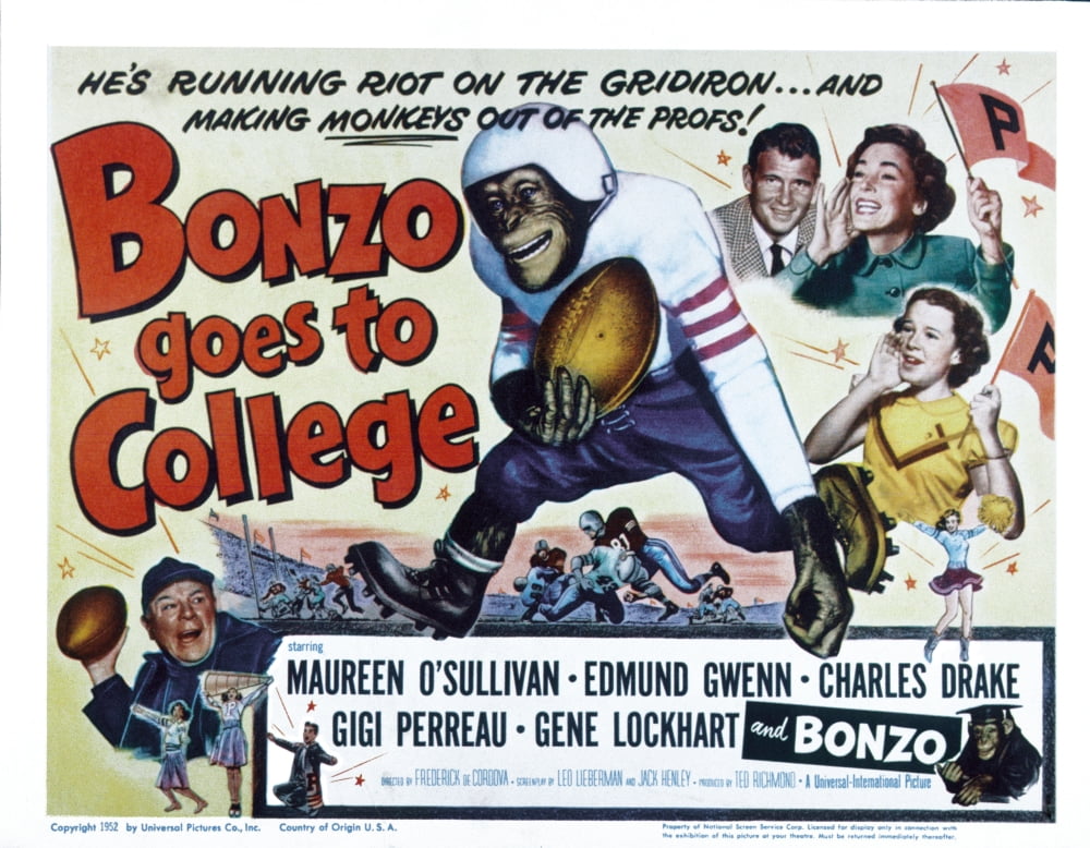 Goes to College Movie Masterprint Poster featuring Edmund Gwenn, Bonzo, Charles Drake, Maureen O'Sullivan, Gigi Perreau