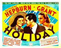 Holiday From Left Movie Poster featuring Katharine Hepburn, Cary Grant, and Doris Nolan