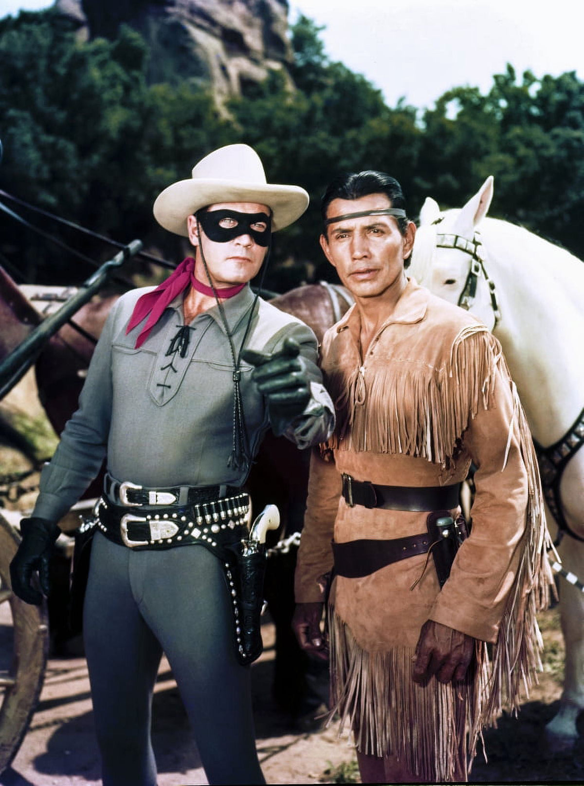 Black and white photo print of Clayton Moore as the Lone Ranger.