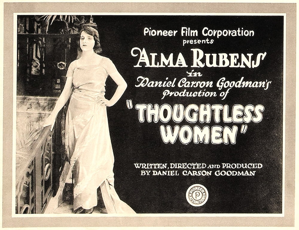 Thoughtless Women on Left movie poster featuring Alma Rubens from 1920