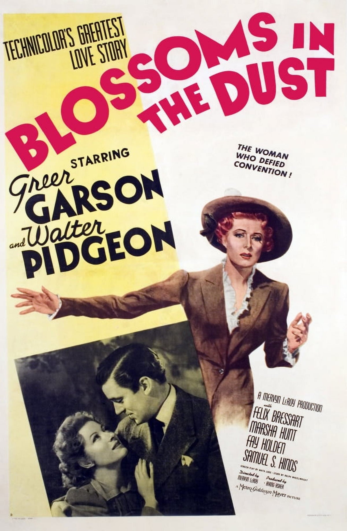 Blossoms in the Dust movie poster print featuring Greer Garson and Walter Pidgeon.