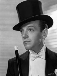 Fred Astaire black and white photo print in suit and top hat.