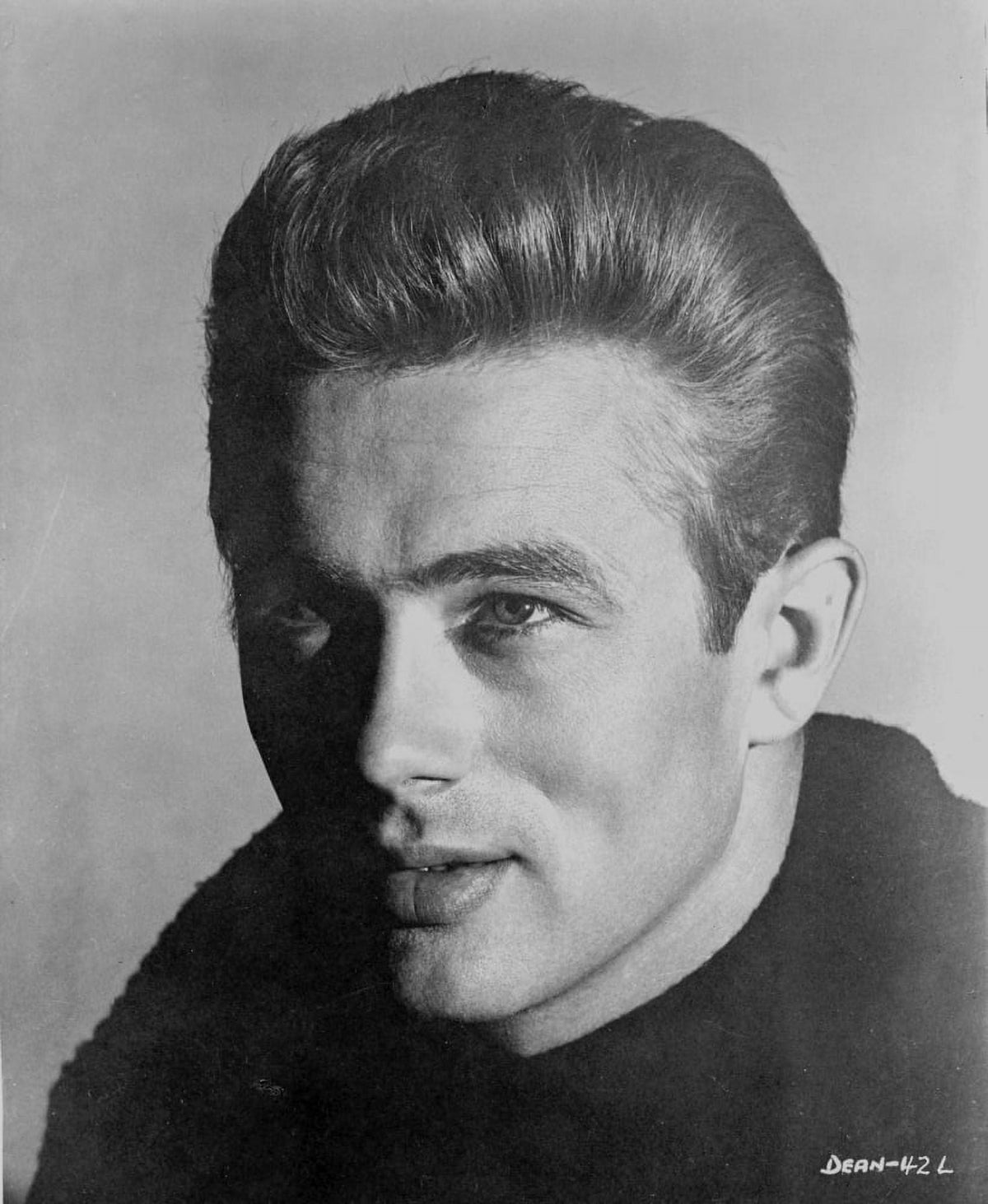 James Dean classic portrait photo print on white background.